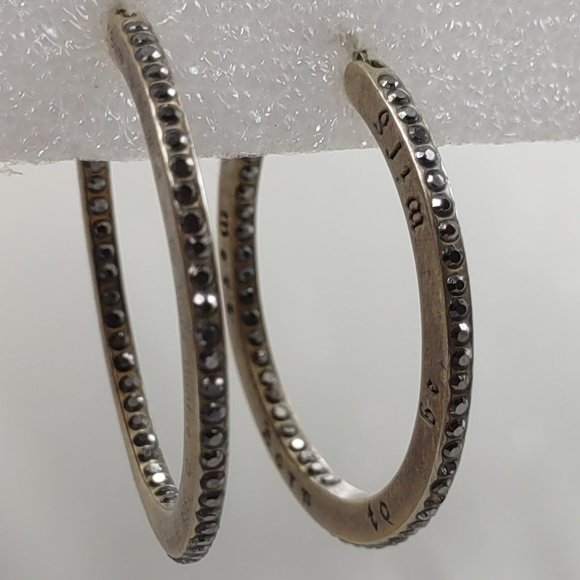 Vintage Gold Tone Rhinestone "Born to be Wild" Hoop Earrings - Picture 1 of 13